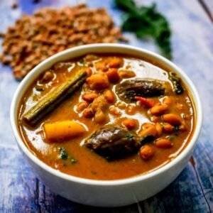 Kathrikai Manga Karamani Kaara Kuzhambu