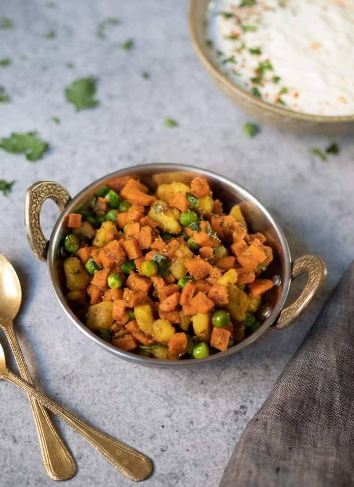 Potato carrot beans kaara curry