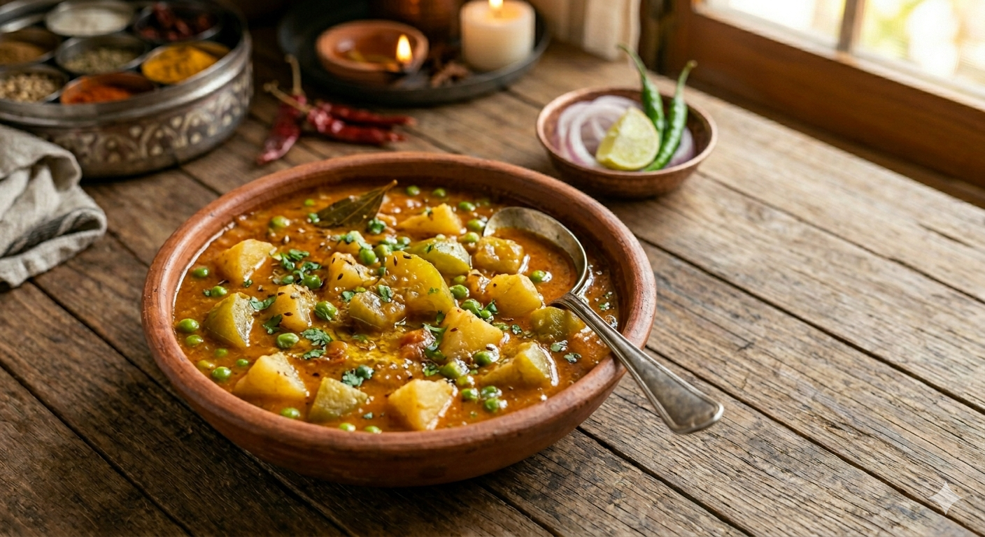 Lauki aloo matar rasedaar