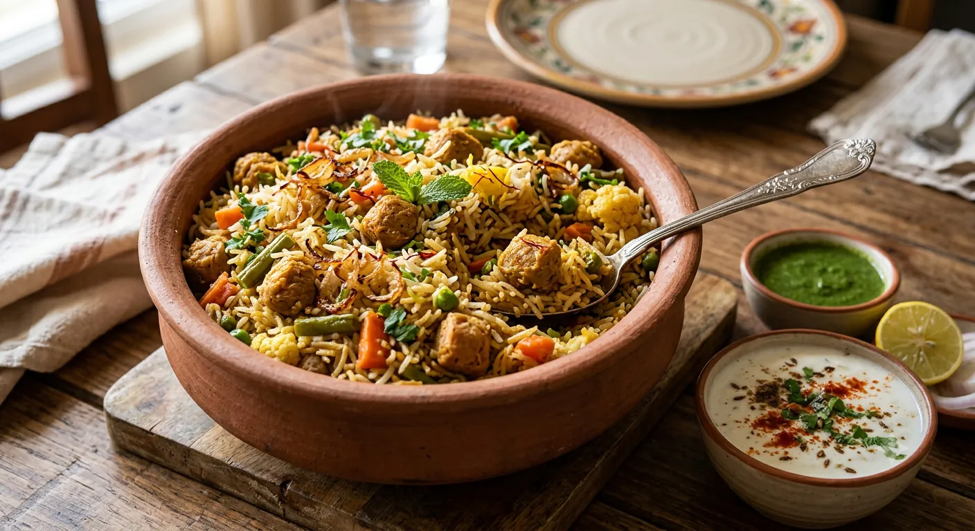 Veg biriyani with Soya chunks