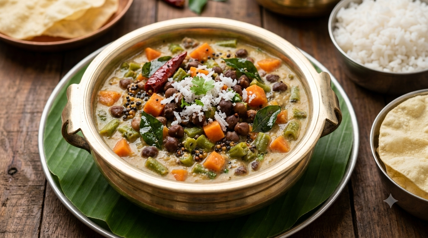 Carrot Beans poricha kootu with kaala channa